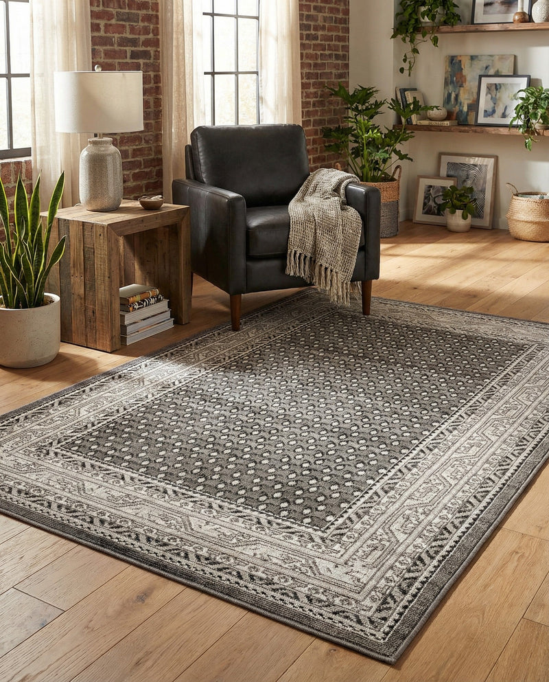 Soho Elegance Collection Area Rug -  Mercer (Gray) Rectangle Gray  lifestyle 23