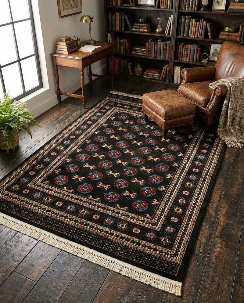 Samarkand Elegance Collection Area Rug -  Margilan (Dark Green) Rectangle Dark Green  lifestyle 6