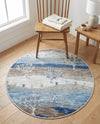 Zagros Shades Collection Area Rug -  Behbahan Round Blue Gray  lifestyle 53