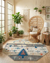 Colorburst Oasis Collection Area Rug -  Mosaic Octagon Ivory Gray Blue  lifestyle 75