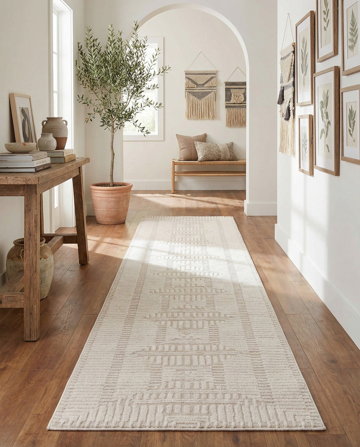 Haven Tapestry Collection Area Rug -  TranquilGlade Runner Ivory White  lifestyle 42