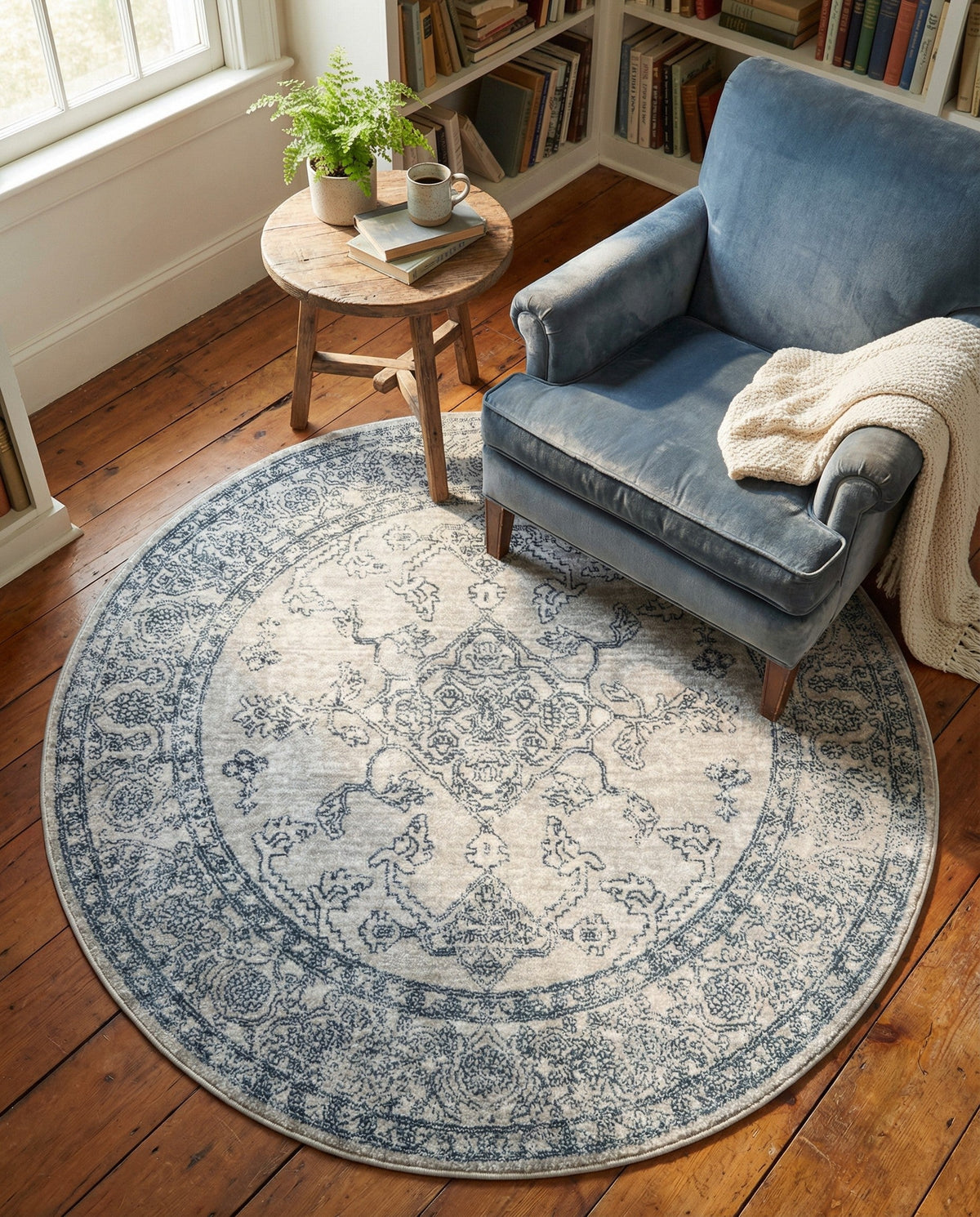 Coastal Haven Collection Area Rug -  Marina Round Gray  lifestyle 218