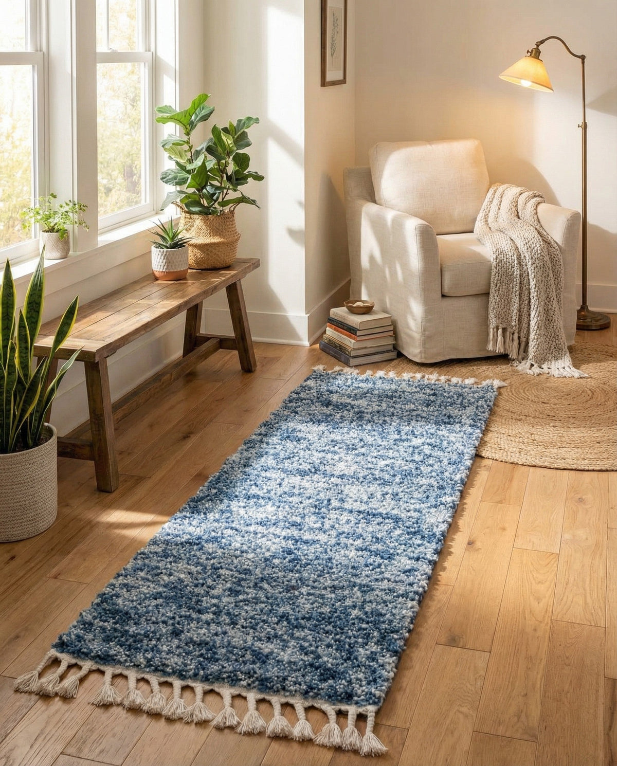 Cozy Cove Shag Collection Area Rug -  Harbor Runner Blue  lifestyle 153