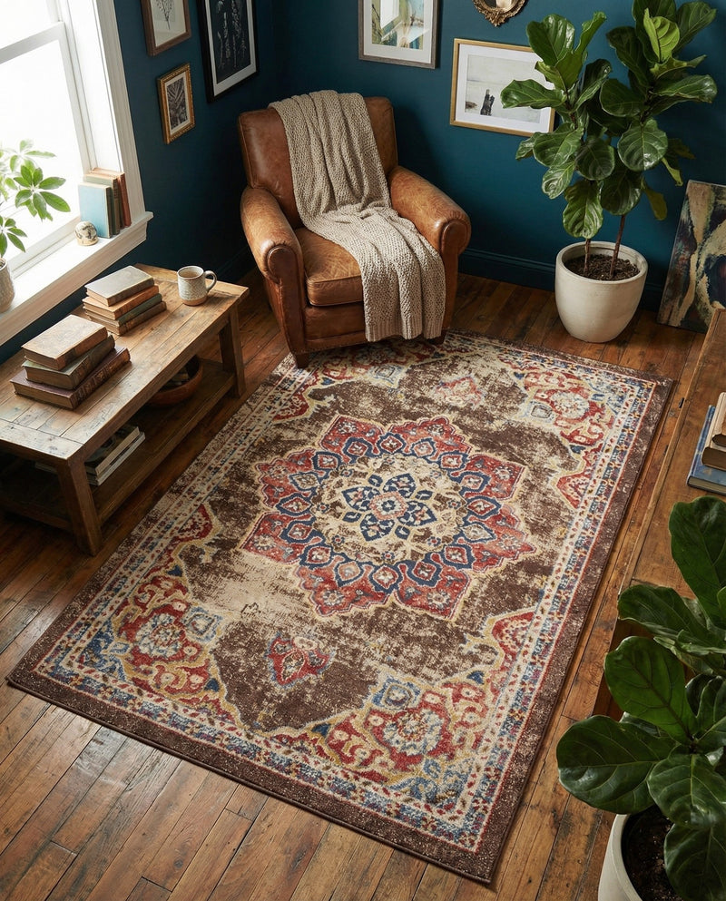 Eden Oasis Collection Area Rug -  Tranquility (Chocolate Brown) Rectangle Chocolate Brown  lifestyle 10
