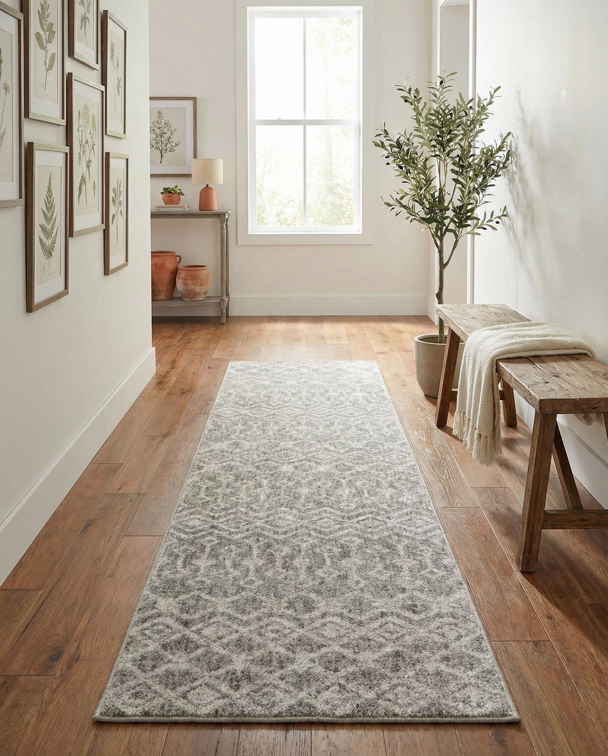 Geo Garden Lattice Collection Area Rug -  Andalusia Runner Gray  lifestyle 181