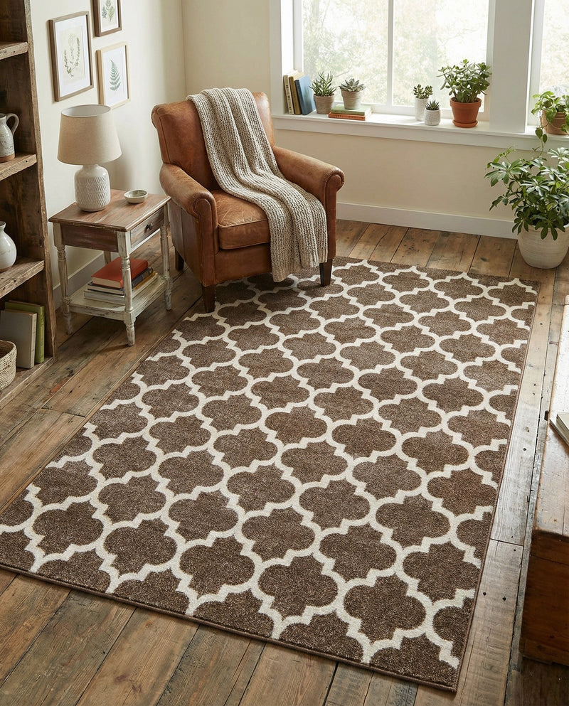 Lattice Gardens Collection Area Rug -  Bloomfield (Brown) Rectangle Brown  lifestyle 22