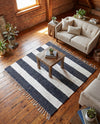 Tassel Trail Collection Area Rug - Pathway (Navy Blue) Square Navy Blue  lifestyle 86
