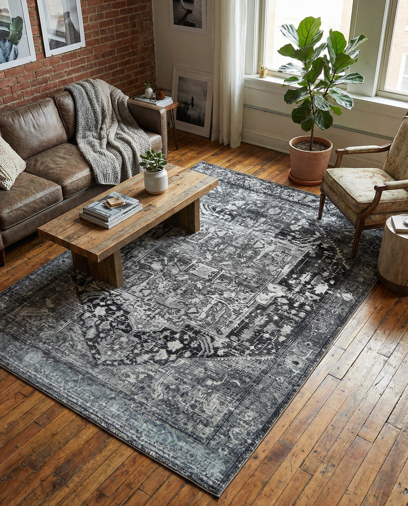 Casablanca Tapestry Collection Area Rug - Fes Rectangle Steel gray  lifestyle 81