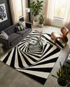 Cyclone Wool Collection Area Rug -  Twister Rectangle Black and White  lifestyle 12