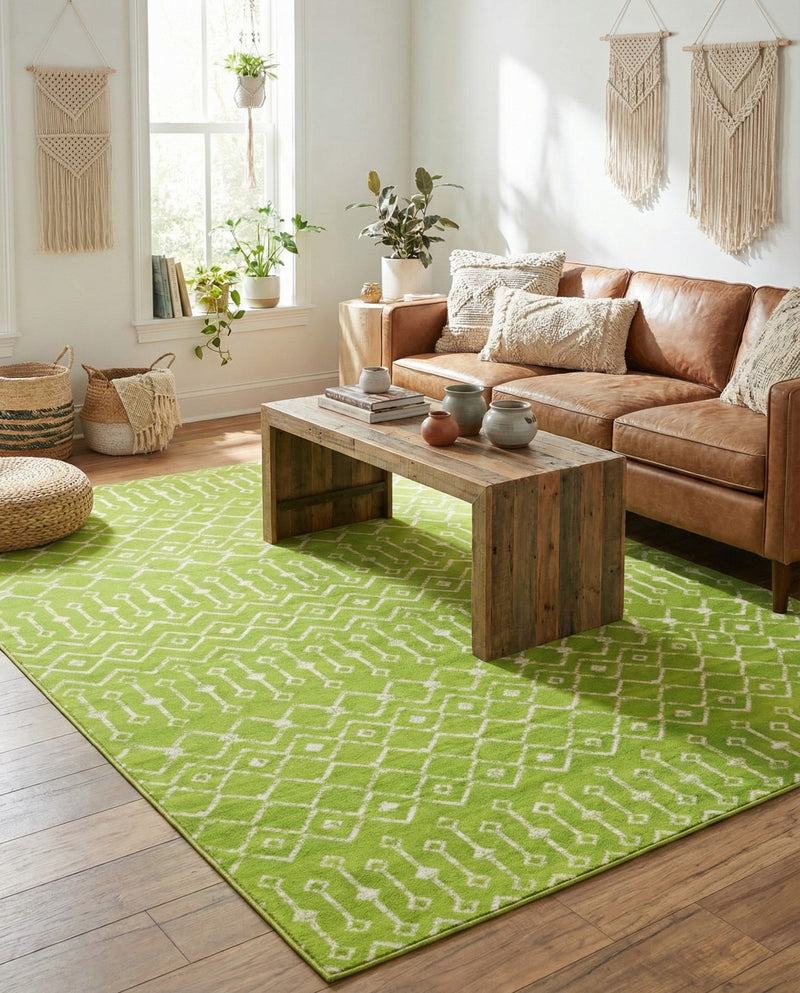 Marrakech Lattice Collection Area Rug - Medina (Green) Rectangle Green  lifestyle 7
