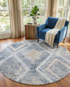Aegean Elegance Collection Area Rug -  Rhodes Round Gray Cream  lifestyle 45