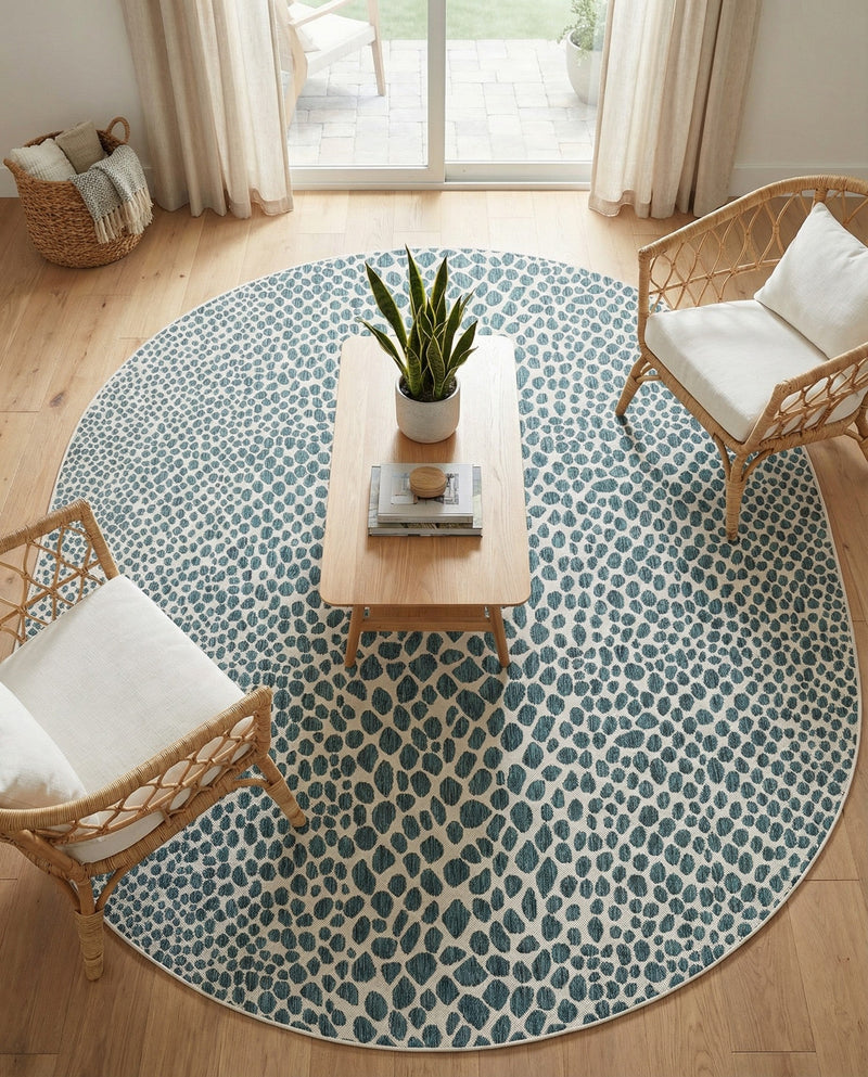 Urban Oasis Rugs Collection Area Rug -  Terrace (Teal) Oval Teal  lifestyle 47