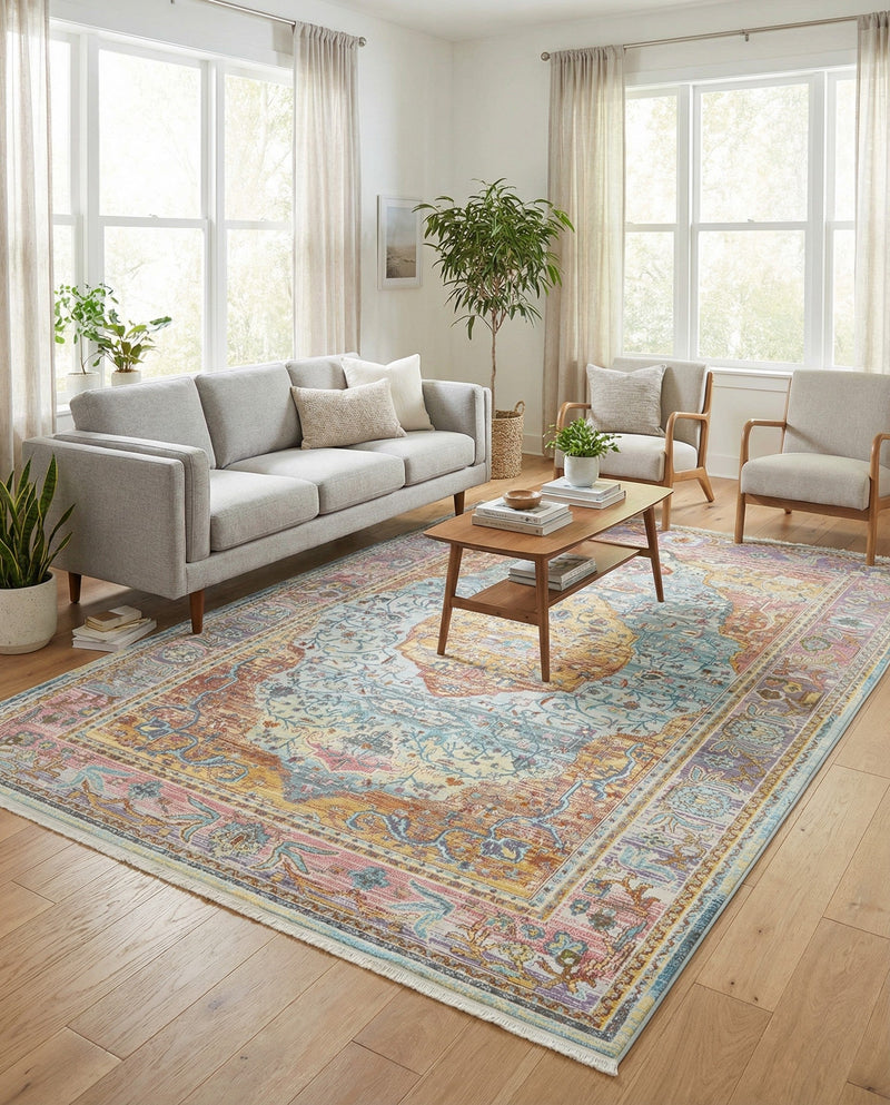 Caribbean Breeze Collection Area Rug -  Vieques Rectangle Light Blue  lifestyle 35