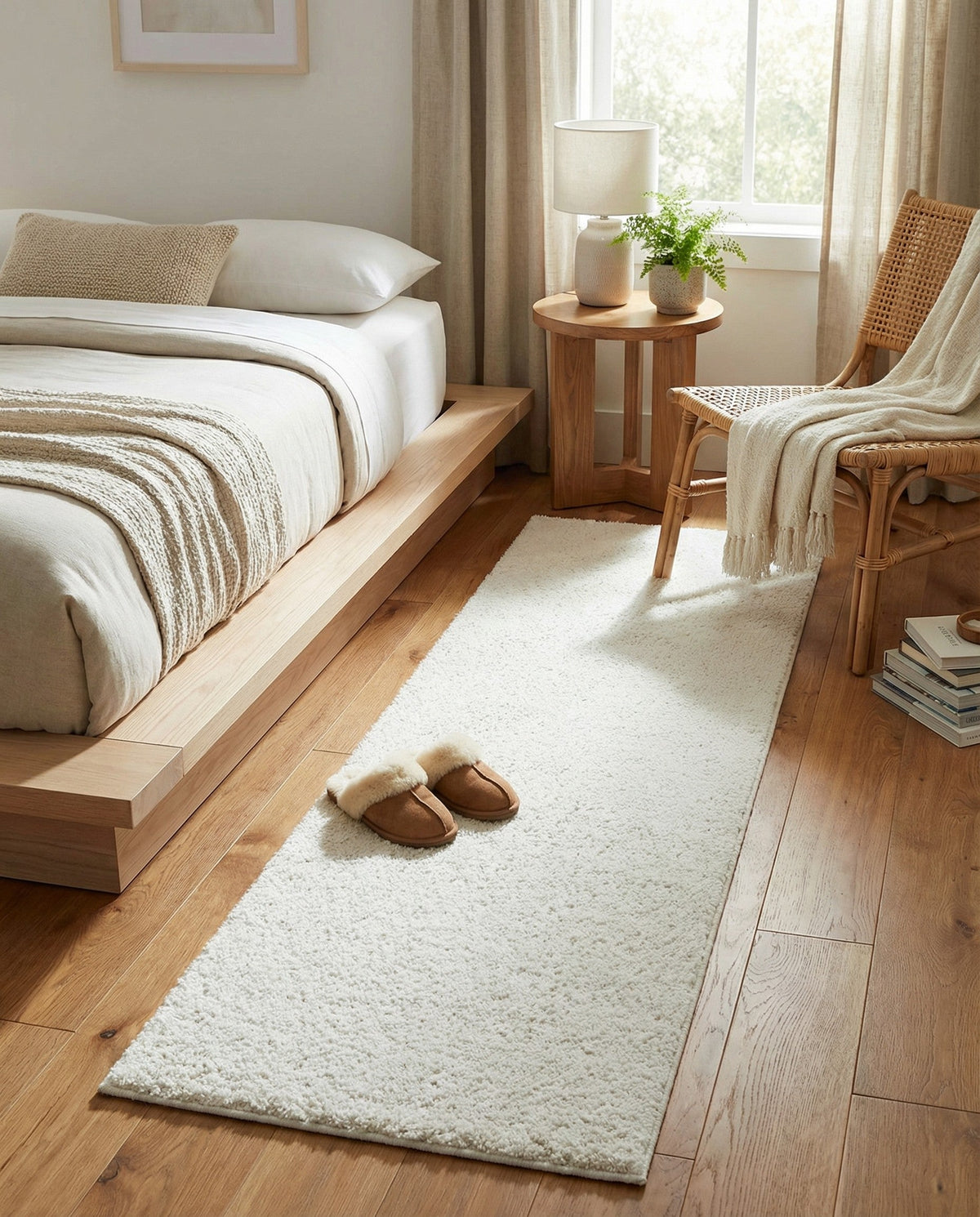 Cozy Comfort Shag Collection Area Rug - Haven (White) Runner White  lifestyle 110