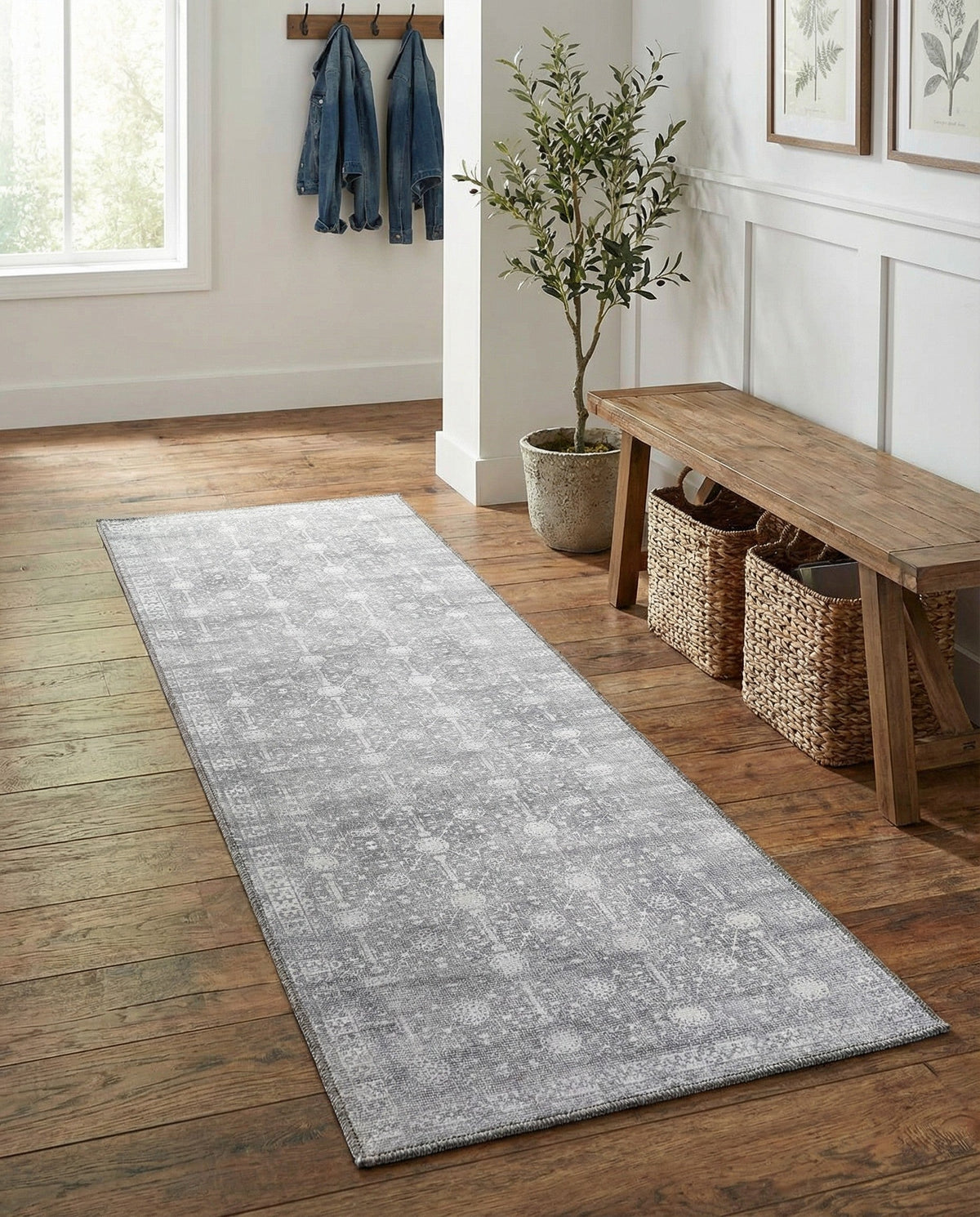 Heritage Elegance Collection Area Rug -  Chatsworth Runner Gray  lifestyle 98