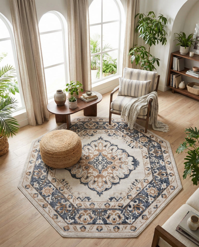 Cambridge Classics Collection Area Rug -  Magdalene (Cream) Octagon Cream  lifestyle 79