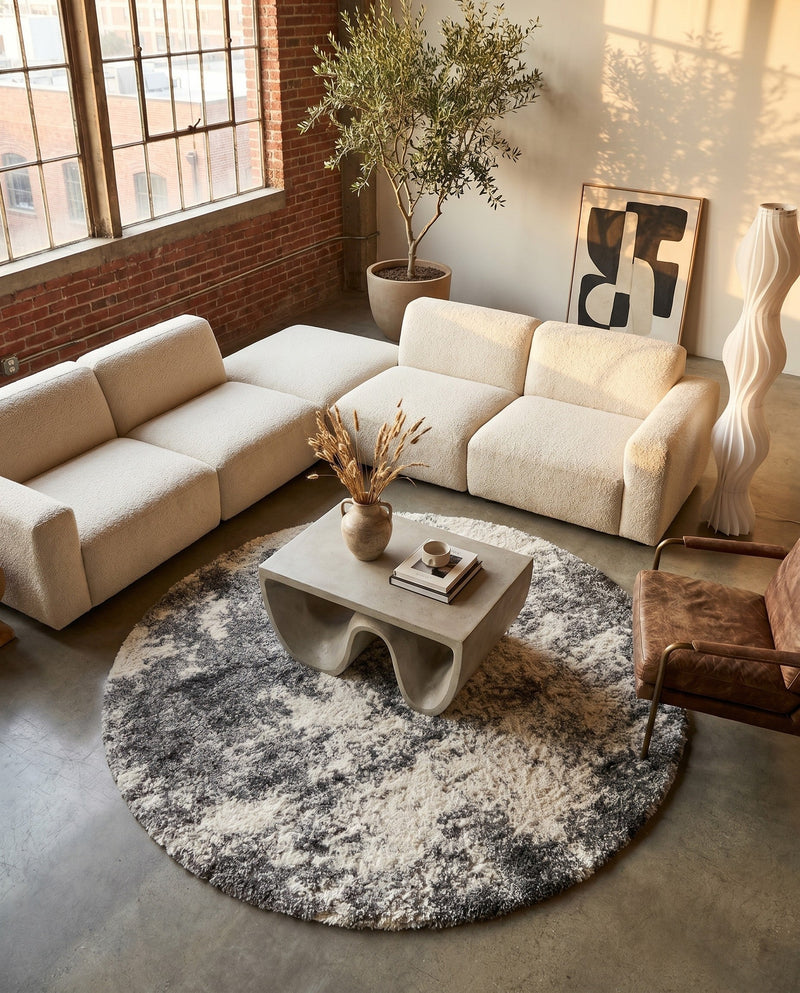 Cozy Haven Shag Collection Area Rug -  Tranquility (Smoke Gray) Round Smoke Gray  lifestyle 63