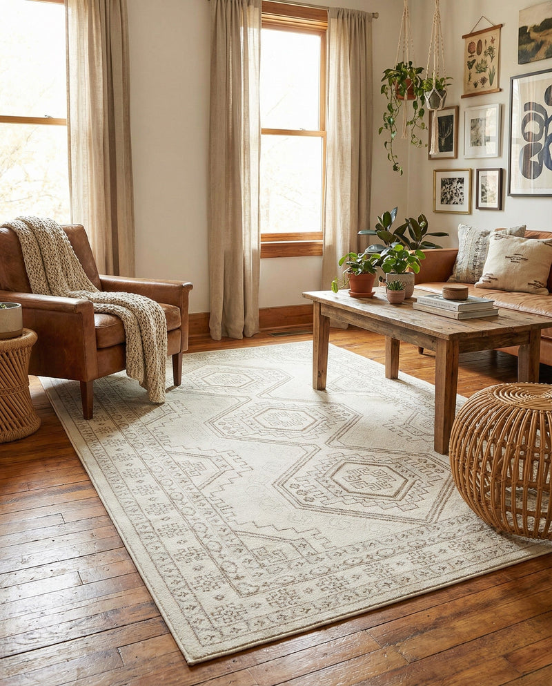 Savannah Elegance Collection Area Rug -  Tybee (Ivory) Rectangle Ivory  lifestyle 13