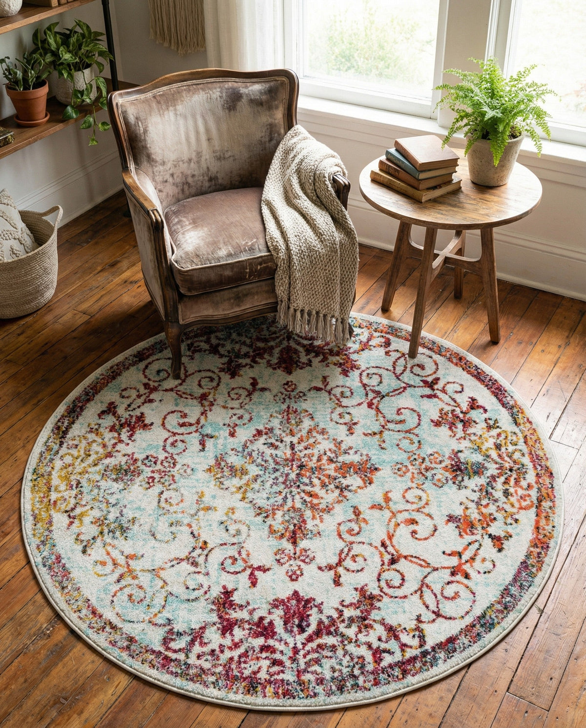 Brighton Terrace Collection Area Rug -  Saltdean Round Ivory  lifestyle 103