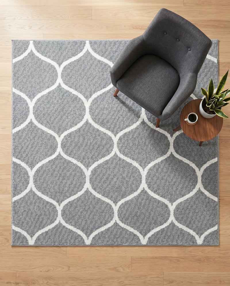 Trellis Mosaic Collection Area Rug -  Pergolatown (Light Gray) Square Light Gray  lifestyle 71