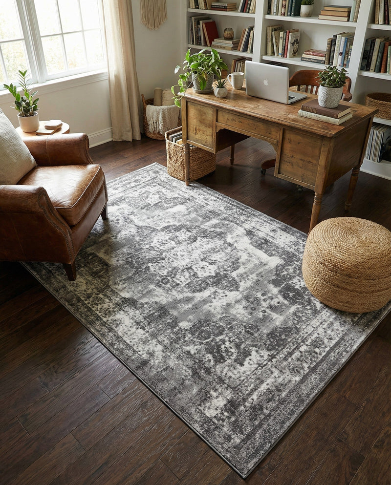 Riviera Elegance Collection Area Rug -  Menton (Gray) Rectangle Gray  lifestyle 12