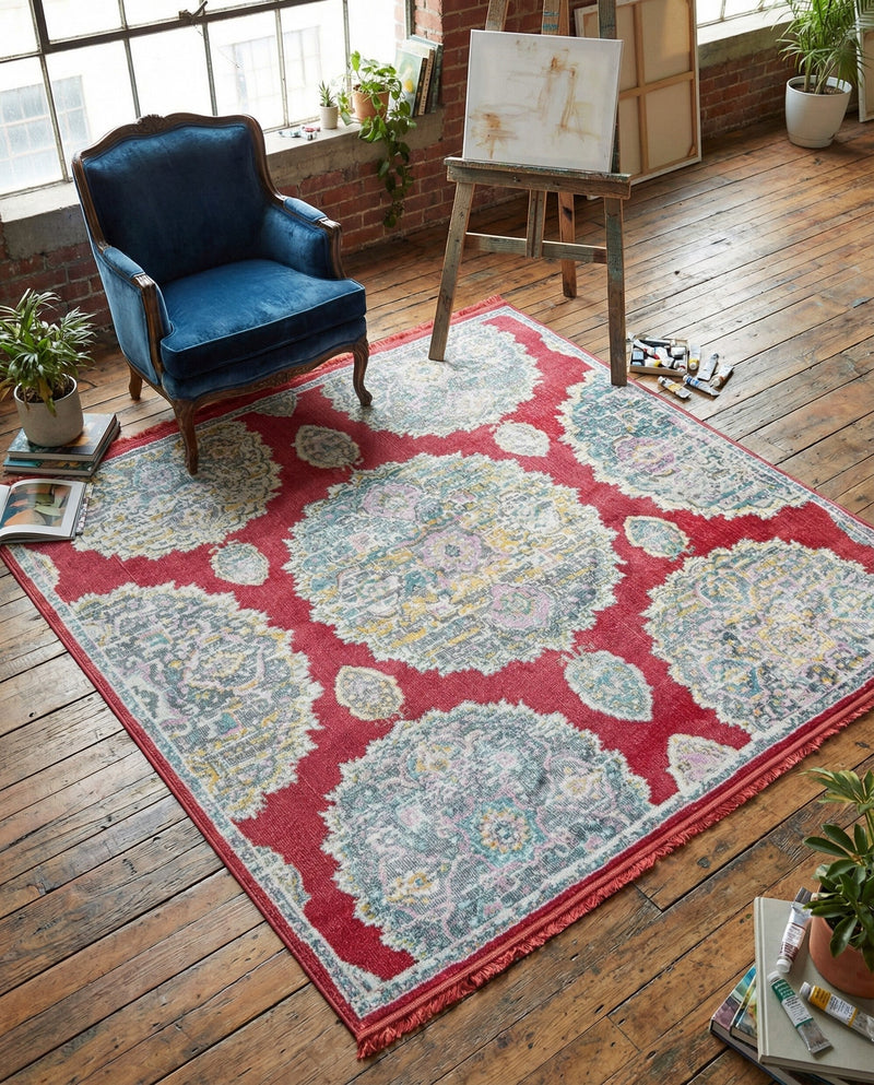 Arcadia Rugs Collection Area Rug -  Atlantis (Red) Square Red  lifestyle 59
