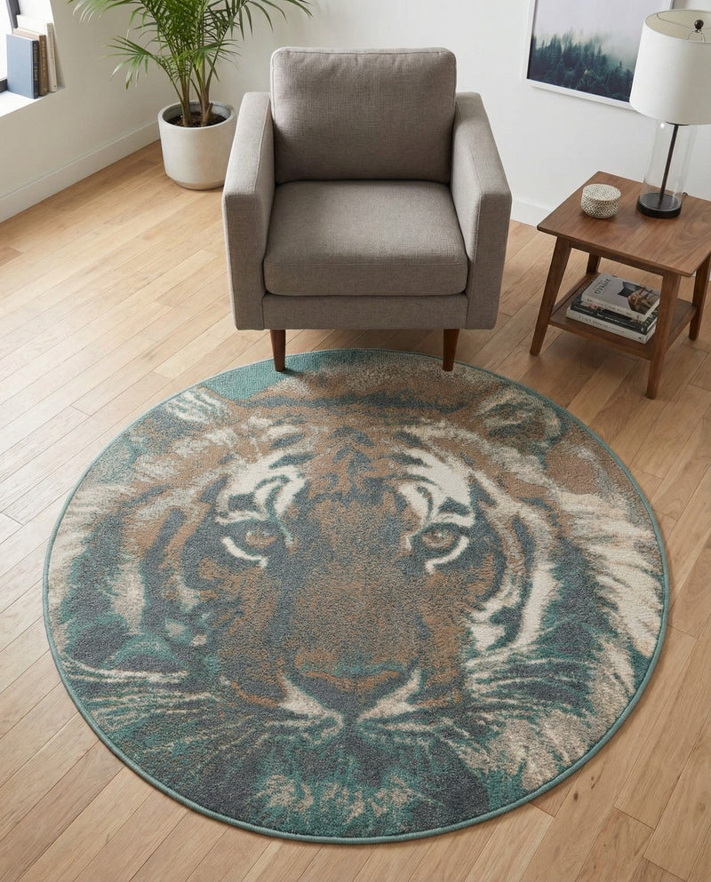 Savannah Sojourn Collection Area Rug -  Okavango Round Multi  lifestyle 73