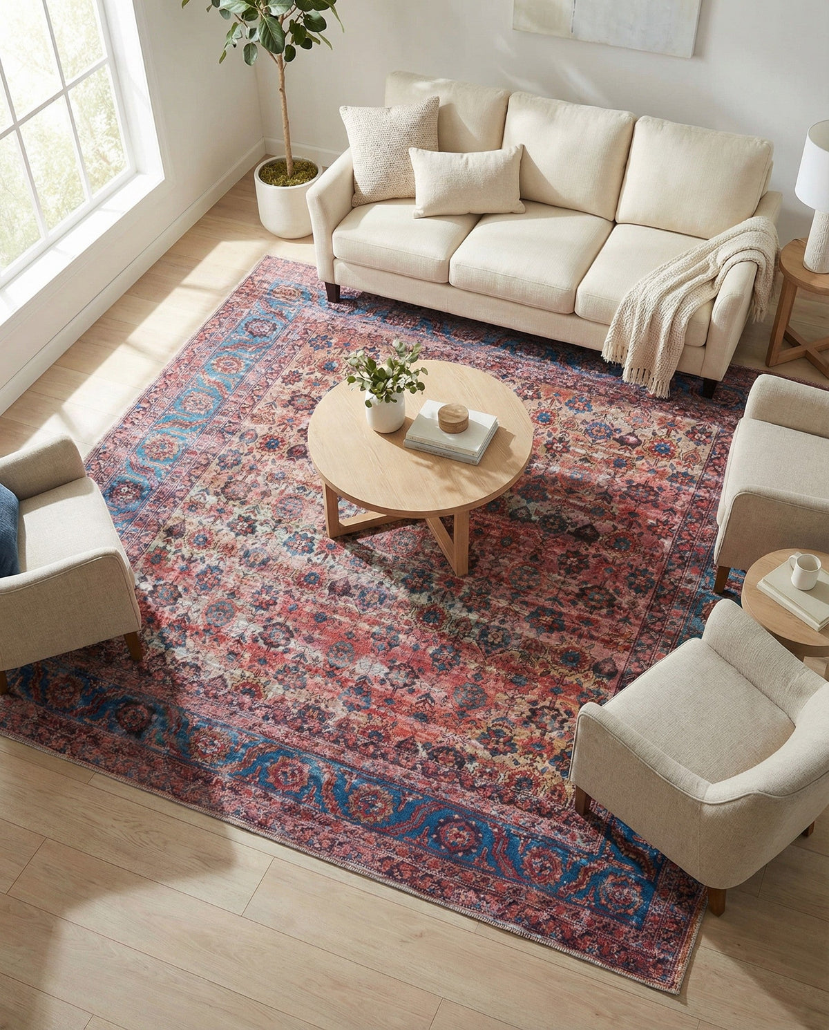 Zahara Oasis Collection Area Rug -  Meknes Square Antique Pink  lifestyle 79