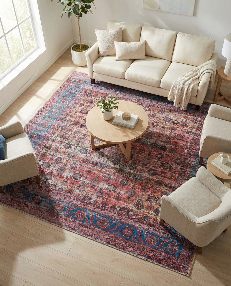 Zahara Oasis Collection Area Rug -  Meknes Square Antique Pink  lifestyle 79