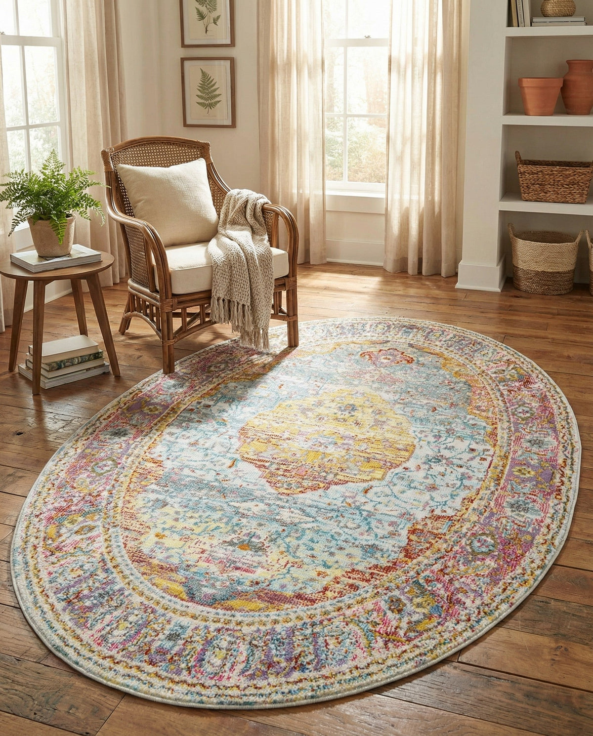 Caribbean Breeze Collection Area Rug -  Vieques Oval Light Blue  lifestyle 160