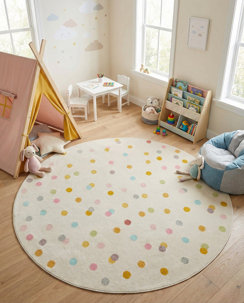 Wonder Tykes Collection Area Rug -  Fable Round Ivory  lifestyle 47