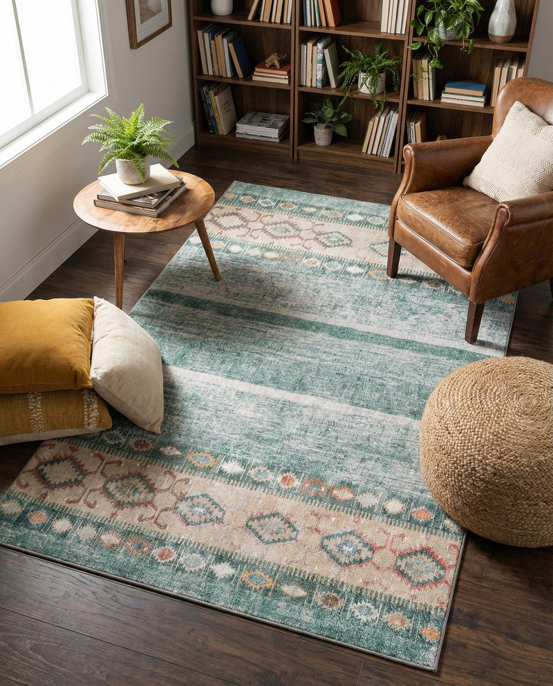 Heritage Elegance Collection Area Rug -  Edinburgh Rectangle Green  lifestyle 15