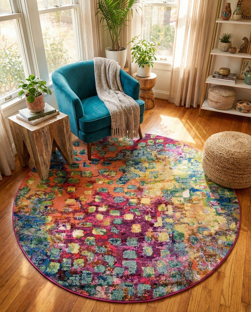 Sevilla Splendor Collection Area Rug -  Andalusia Round Multi  lifestyle 36