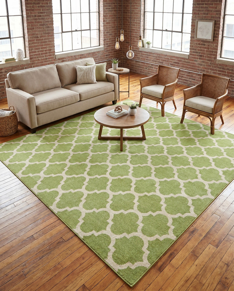 Lattice Gardens Collection Area Rug -  Bloomfield (Light Green) Square Light Green  lifestyle 69