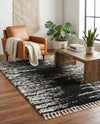 Tranquil Tides Shag Collection Area Rug - Marina Rectangle Black and White  lifestyle 55