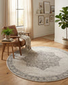 Mykonos Manor Collection Area Rug -  Tinos (Ivory) Round Ivory  lifestyle 75