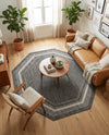 Terrace Fringe Collection Area Rug - Veranda (Black) Octagon Black  lifestyle 46