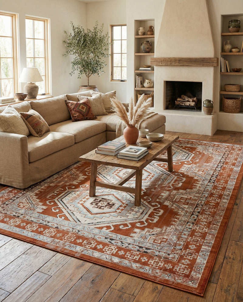 Savannah Elegance Collection Area Rug -  Tybee (Terracotta) Rectangle Terracotta  lifestyle 20