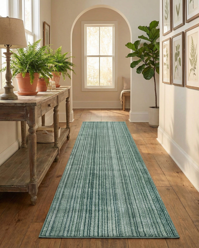Jewel Oasis Collection Area Rug - Sapphire (Green) Runner Green  lifestyle 73