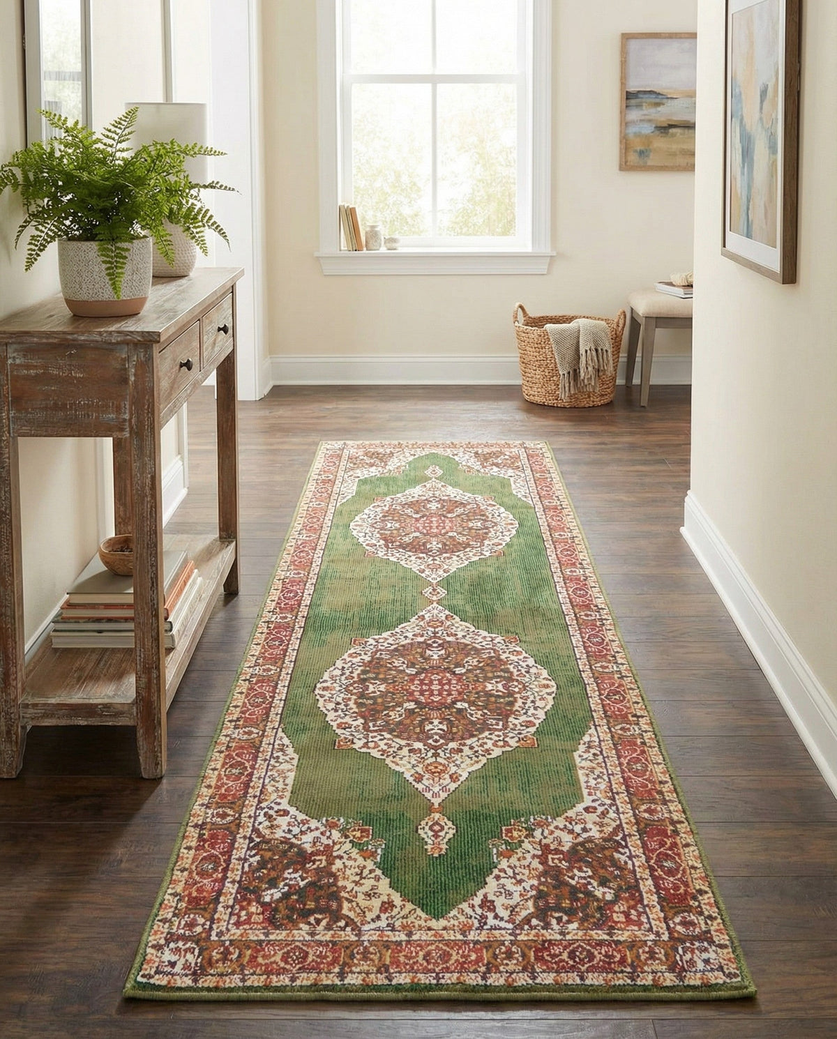 Caribbean Breeze Collection Area Rug -  Windward Runner Green  lifestyle 174