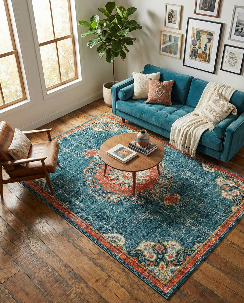 Brighton Terrace Collection Area Rug - Hove (Blue) Rectangle Blue  lifestyle 26