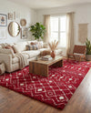 Berber Lattice Shag Collection Area Rug - Atlas (Burgundy Red) Rectangle Burgundy Red  lifestyle 10