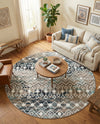 Mediterranean Lattice Collection Area Rug - Santorini (Multi Gray Blue) Round Multi Gray Blue  lifestyle 58