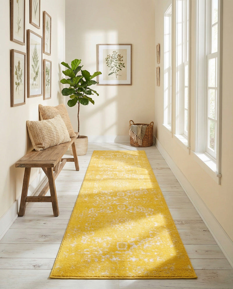 Georgetown Rugs Collection Area Rug - Dupont (Yellow) Runner Yellow  lifestyle 74