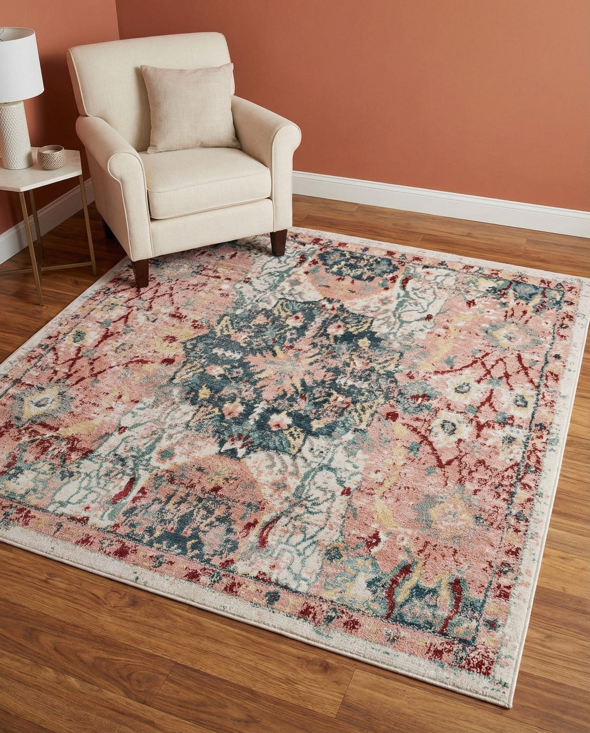 Savannah Elegance Collection Area Rug -  Azalea Square Pink  lifestyle 139