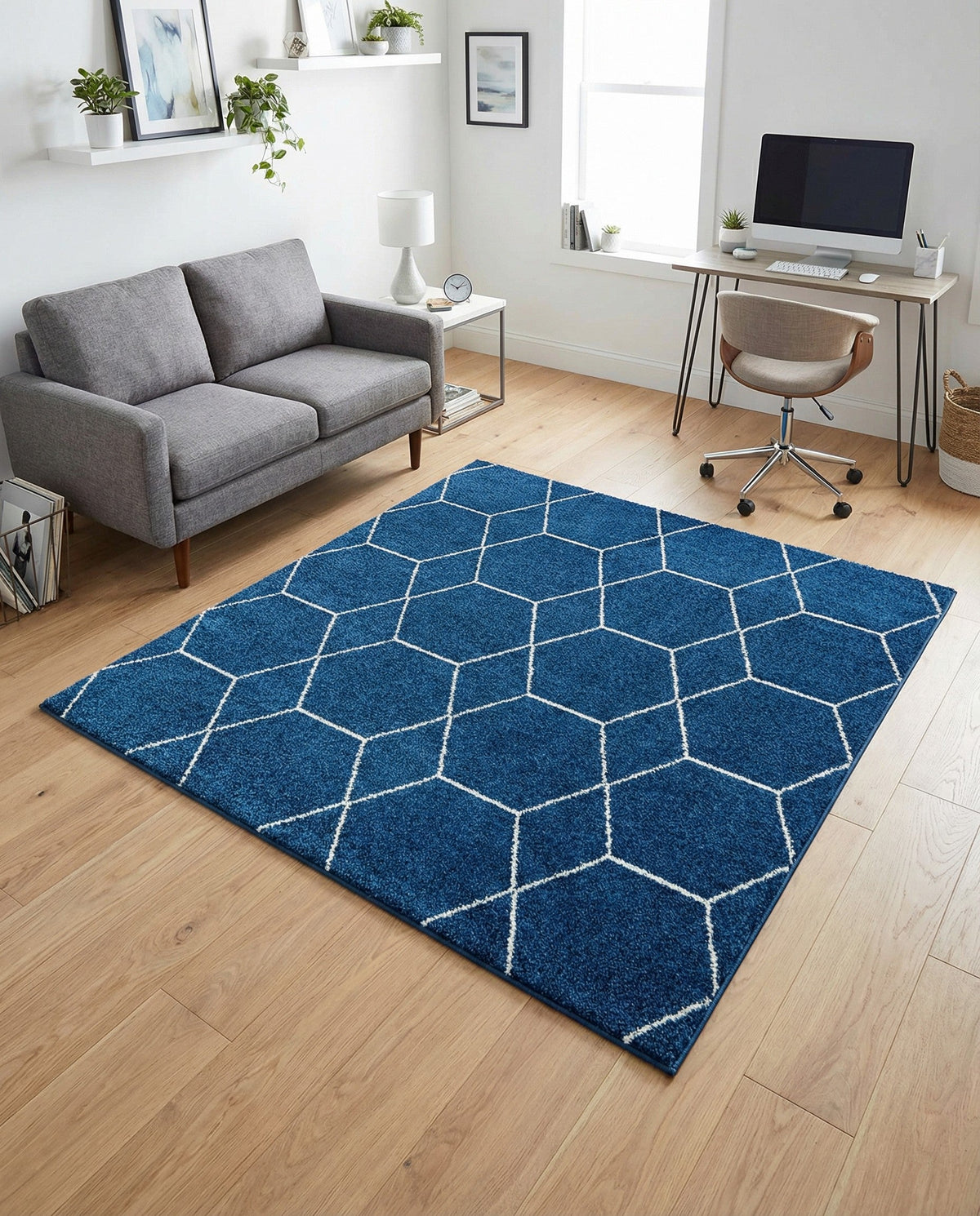 Trellis Mosaic Collection Area Rug - Arborville (Navy Blue) Square Navy Blue  lifestyle 87