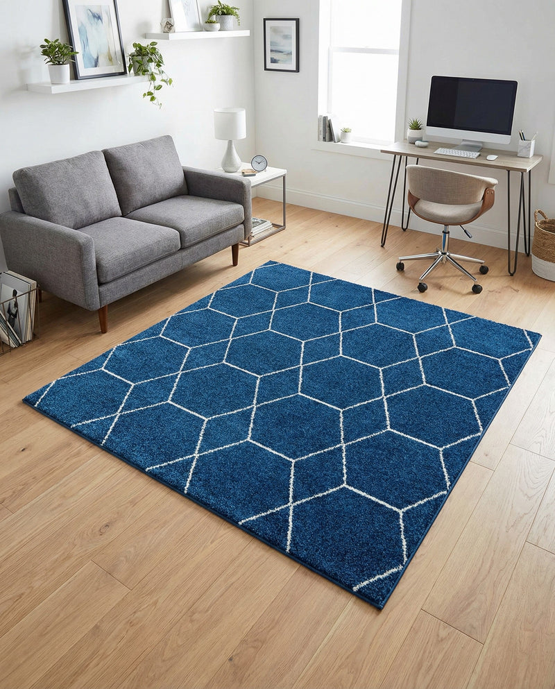 Trellis Mosaic Collection Area Rug - Arborville (Navy Blue) Square Navy Blue  lifestyle 87