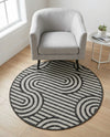Urban Terrace Collection Area Rug -  Uptown Round Black and White  lifestyle 59