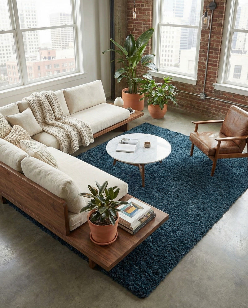Plush Oasis Collection Area Rug - Serenity (Sapphire Blue) Rectangle Sapphire Blue  lifestyle 21