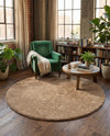 Solid Shag Seaside Collection Area Rug - Azure Cove (Light Brown) Round Light Brown  lifestyle 30